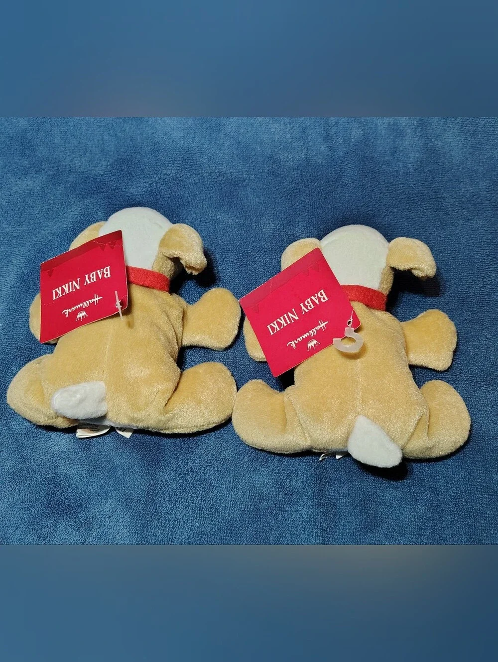 Hallmark Plush Puppy Dog Toys - Cream and White with Red Collar